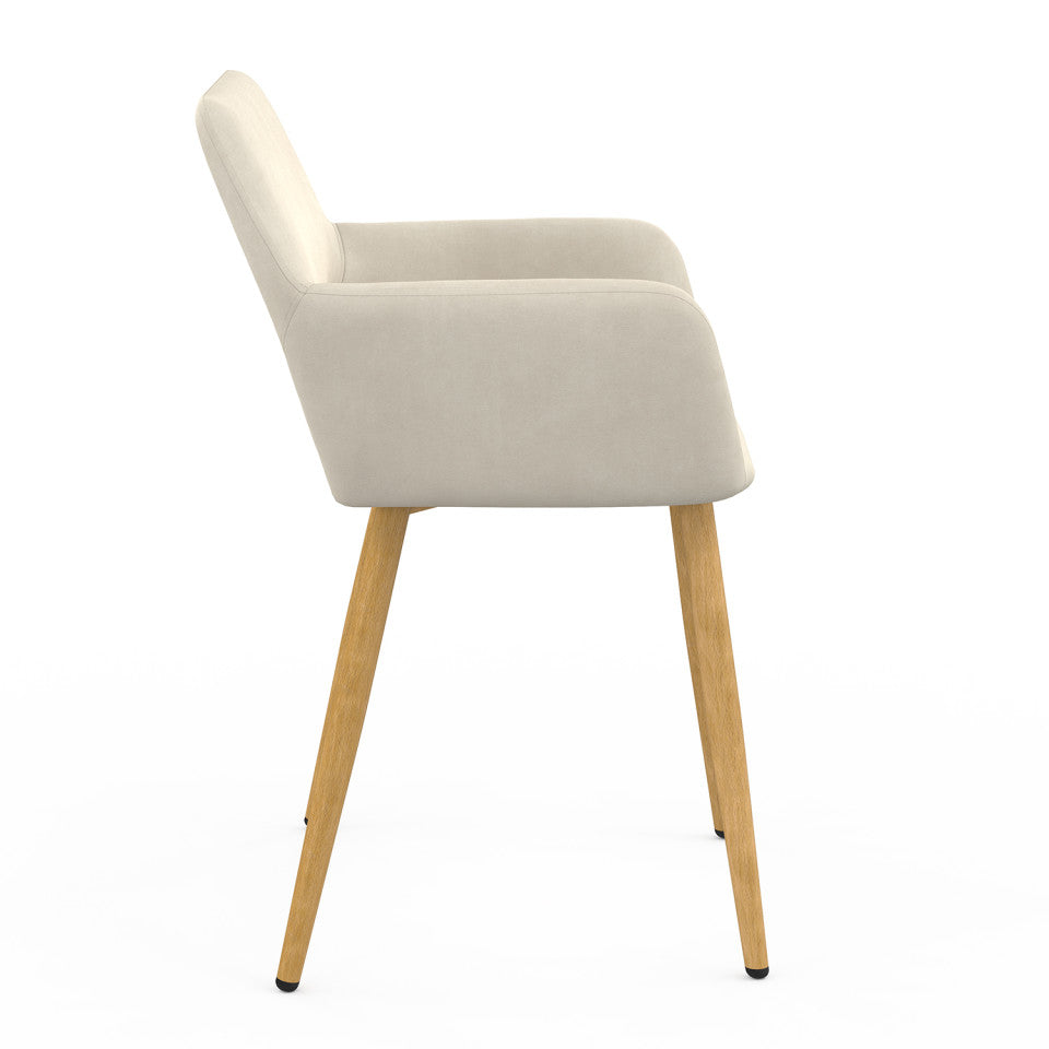 Chaises Heidi velours beige pieds bois - lot de 2