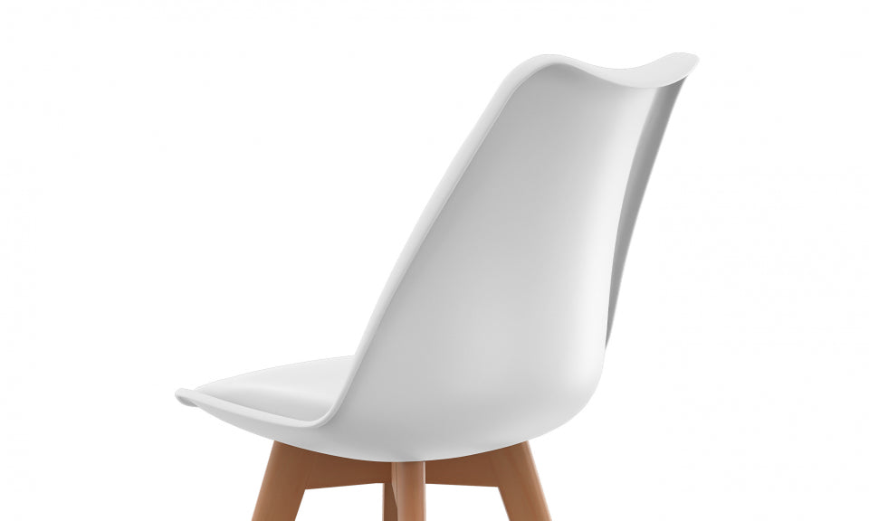 Chaises Nordia assise blanche et pieds bois - lot de 4