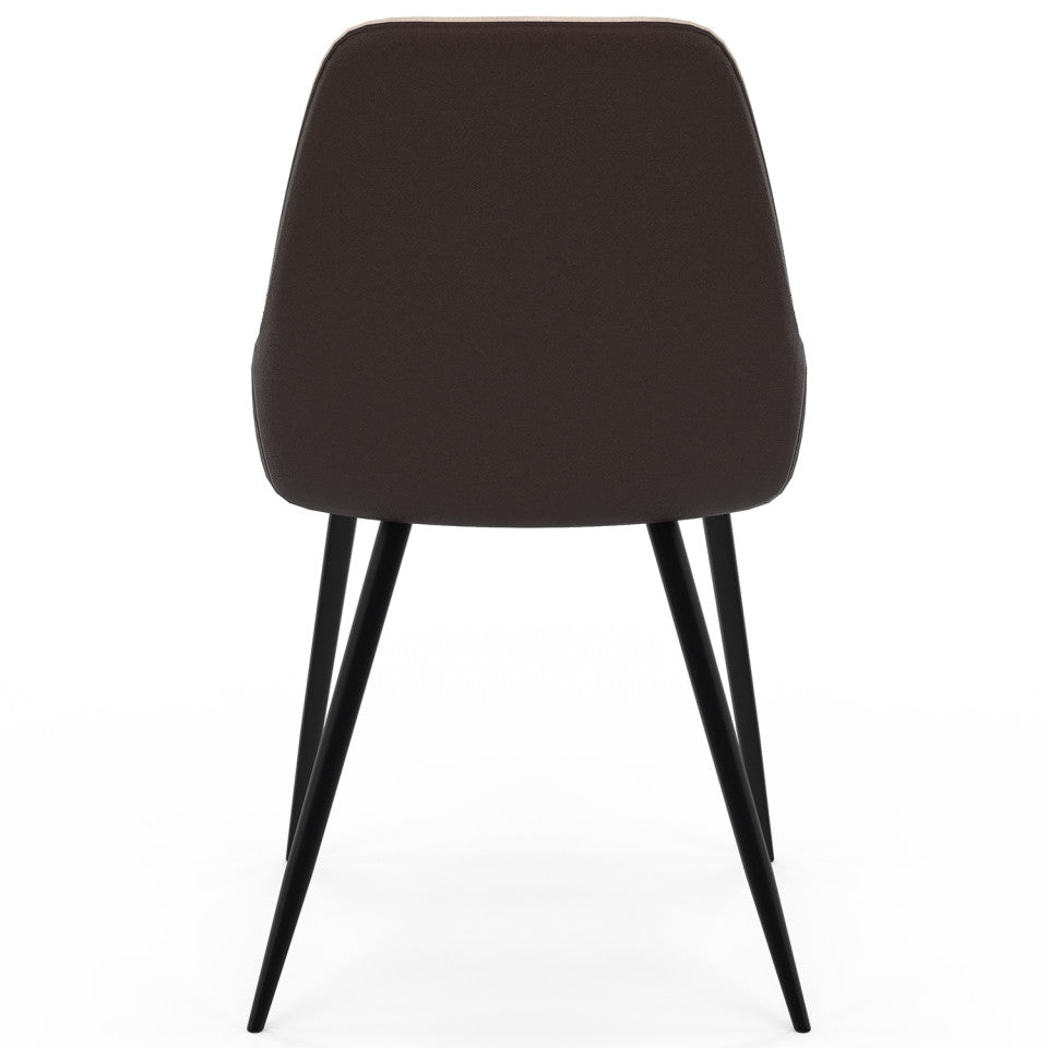 Chaises Ornella bi-matière taupe et marron pieds métal noirs - lot de 6