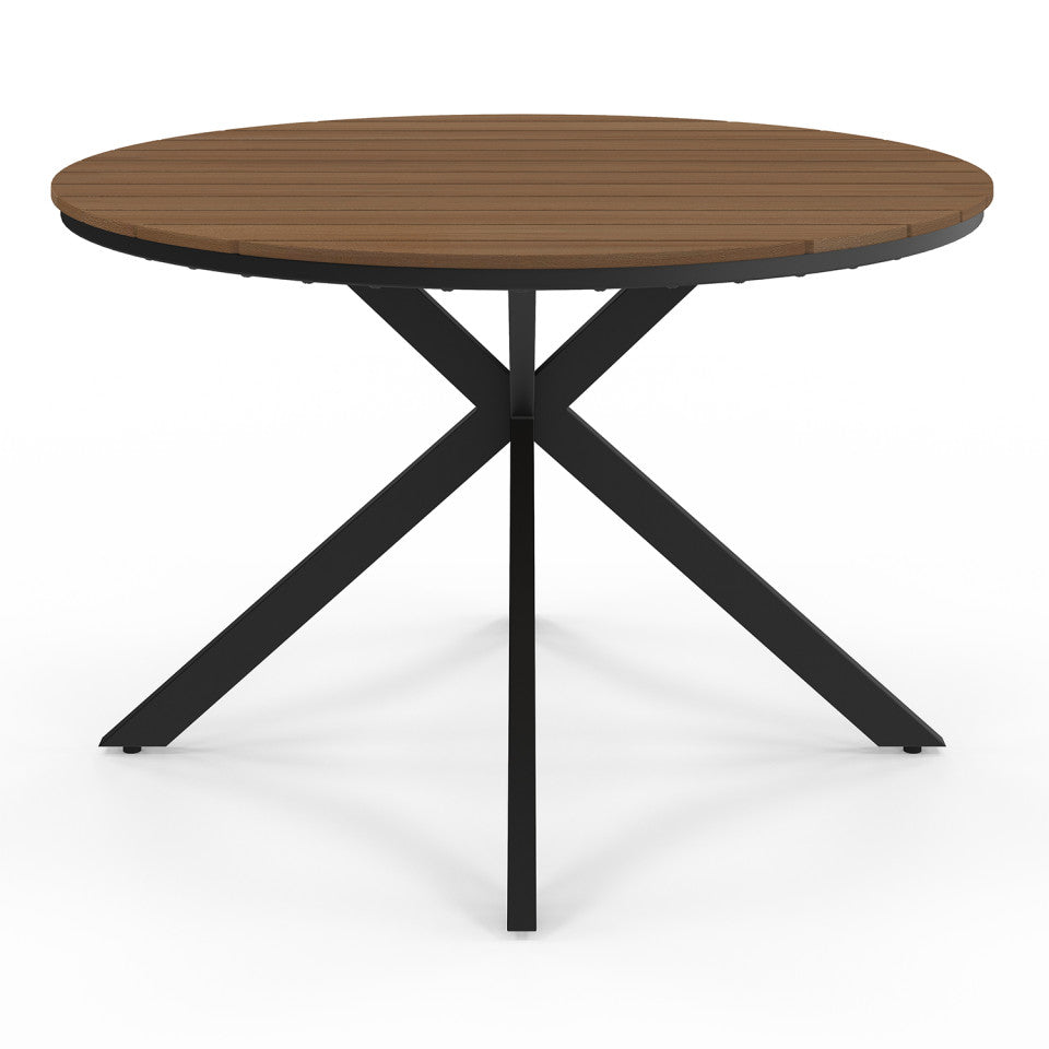 Table de jardin Milazzo ronde en polywood et pieds croisés 120cm