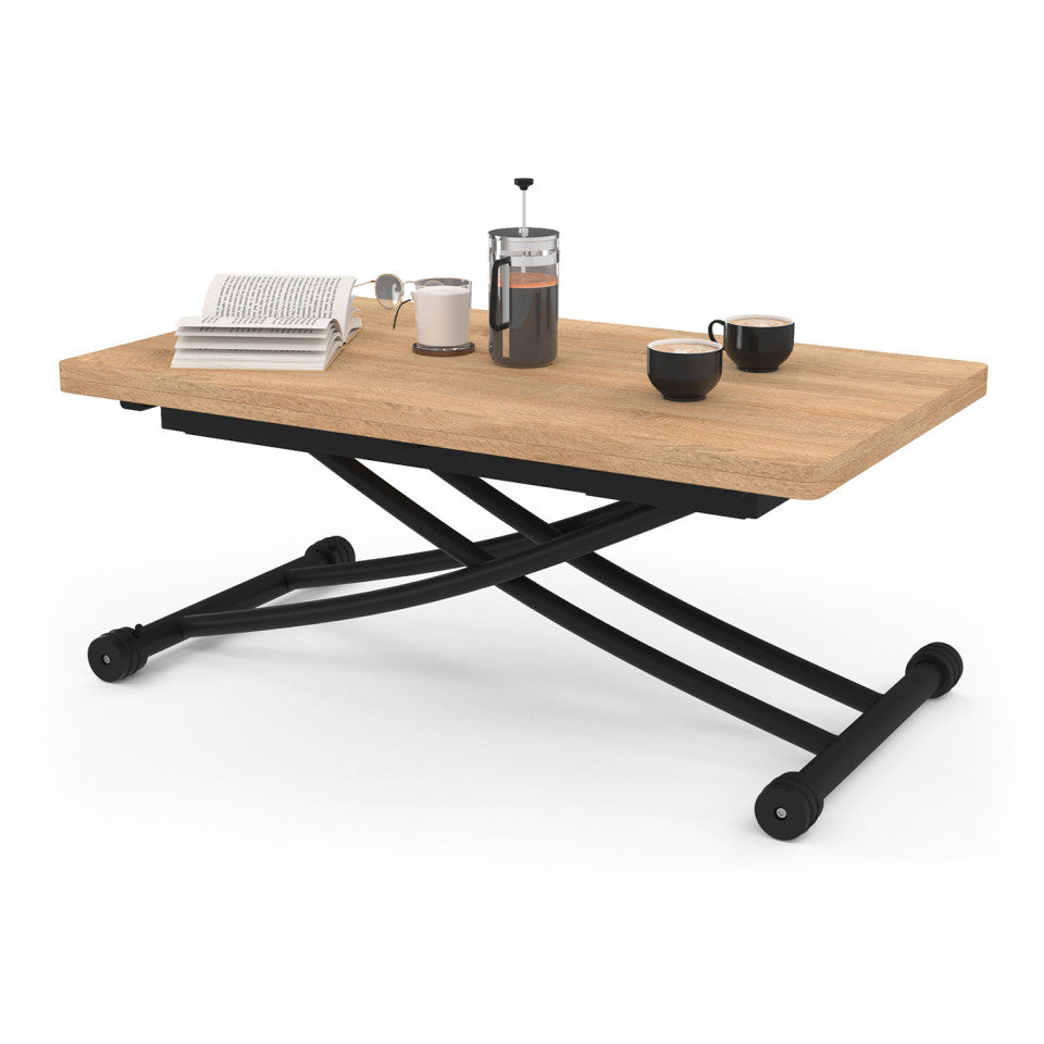 Table basse dinatoire Tribeca hauteur ajustable effet bois
