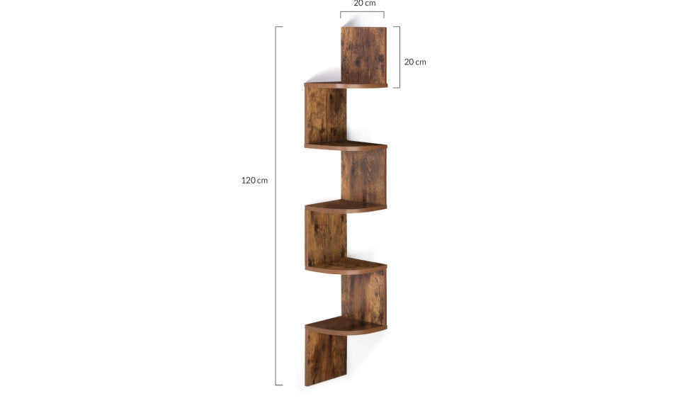 Etagère murale d'angle effet bois vieilli 120cm