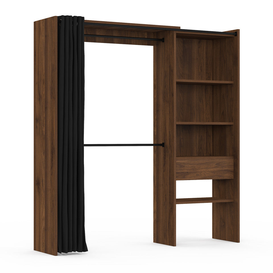 Dressing Aline extensible 120-170cm 1 colonne effet noyer