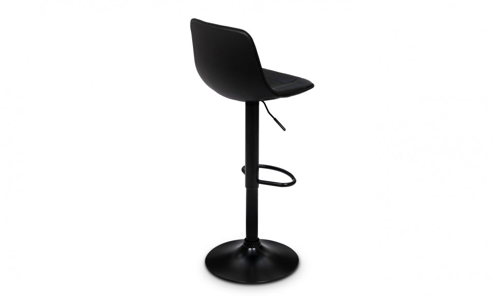 Tabourets de bar Brooklyn assise effet cuir vieilli noir et pieds métal - lot de 4