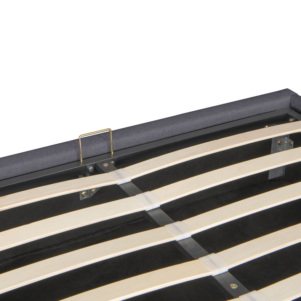 Lit coffre Otto en tissu gris avec sommier 140x190cm