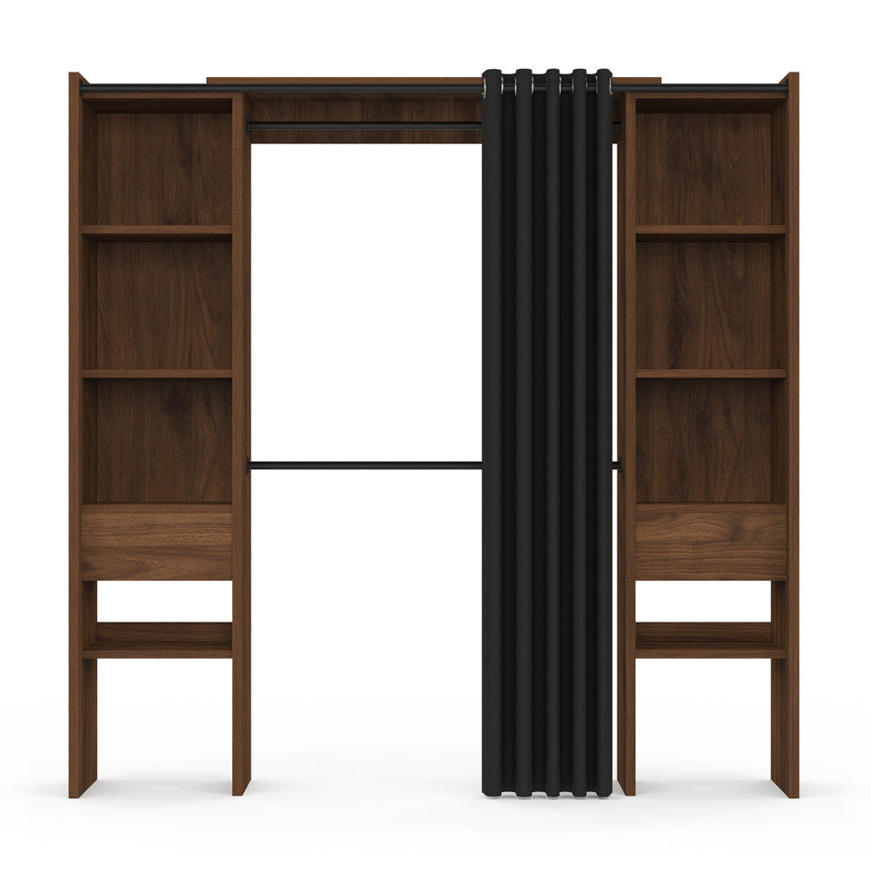 Dressing Justine extensible 120-180cm double colonne effet noyer