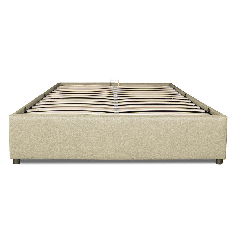 Lit coffre Otto en tissu beige avec sommier 140x190cm