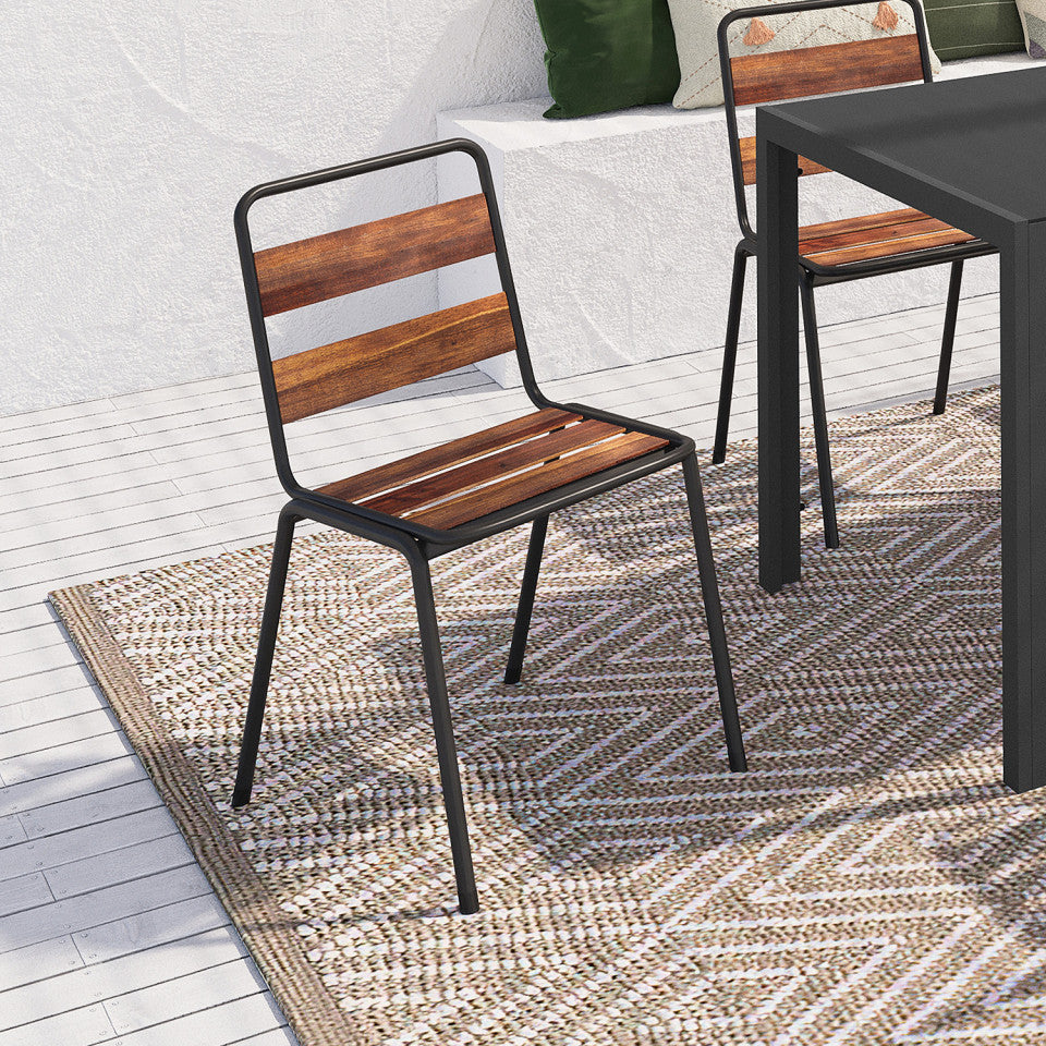 Chaises de jardin Acacia en métal et bois - lot de 6