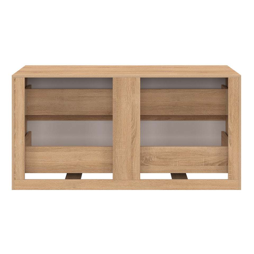 Meuble sous vasque suspendu Tom 4 tiroirs blanc et effet hêtre L120cm