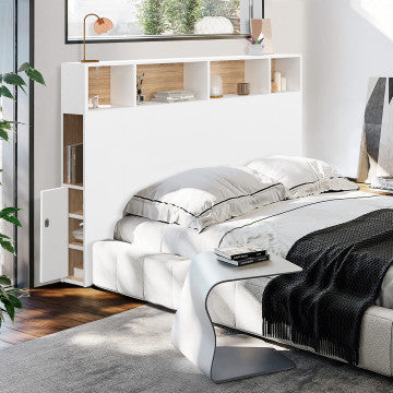 Tête de lit Léo bois et blanche avec rangements 145cm