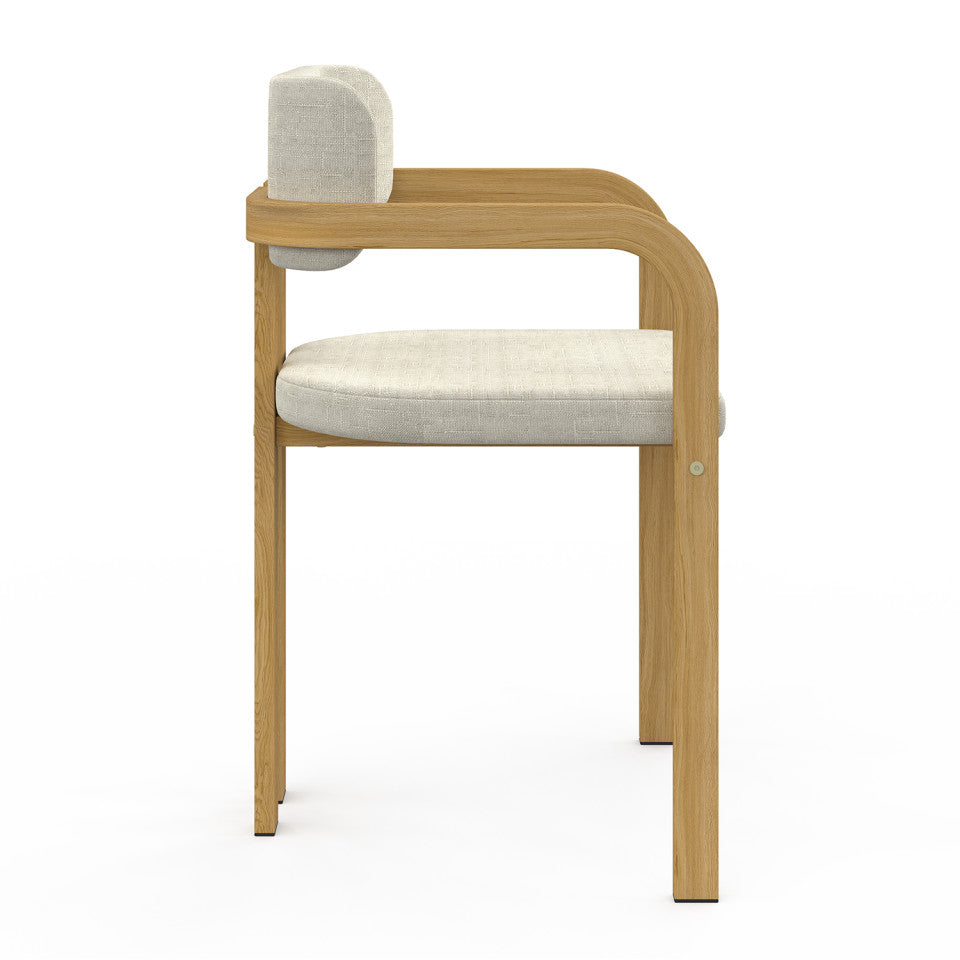 Chaises Elsa avec accoudoirs tissu beige pieds effet bois - lot de 2