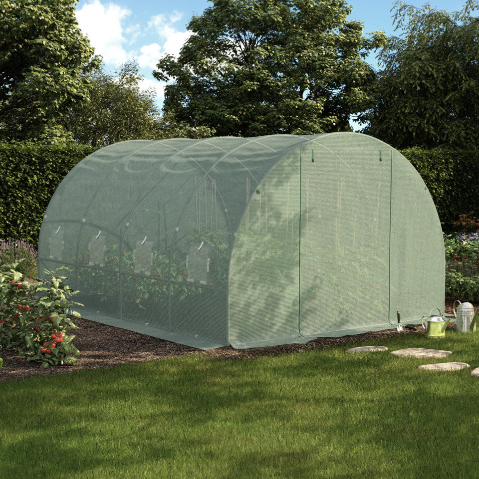 Serre tunnel de jardin 12m² verte bâche renforcée 130 gr/m² - gamme toutes saisons