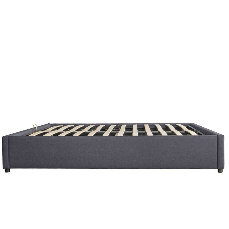 Lit coffre Otto en tissu gris avec sommier 140x190cm