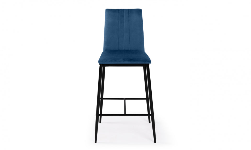 Tabourets de bar glam Jade en velours bleu - lot de 4