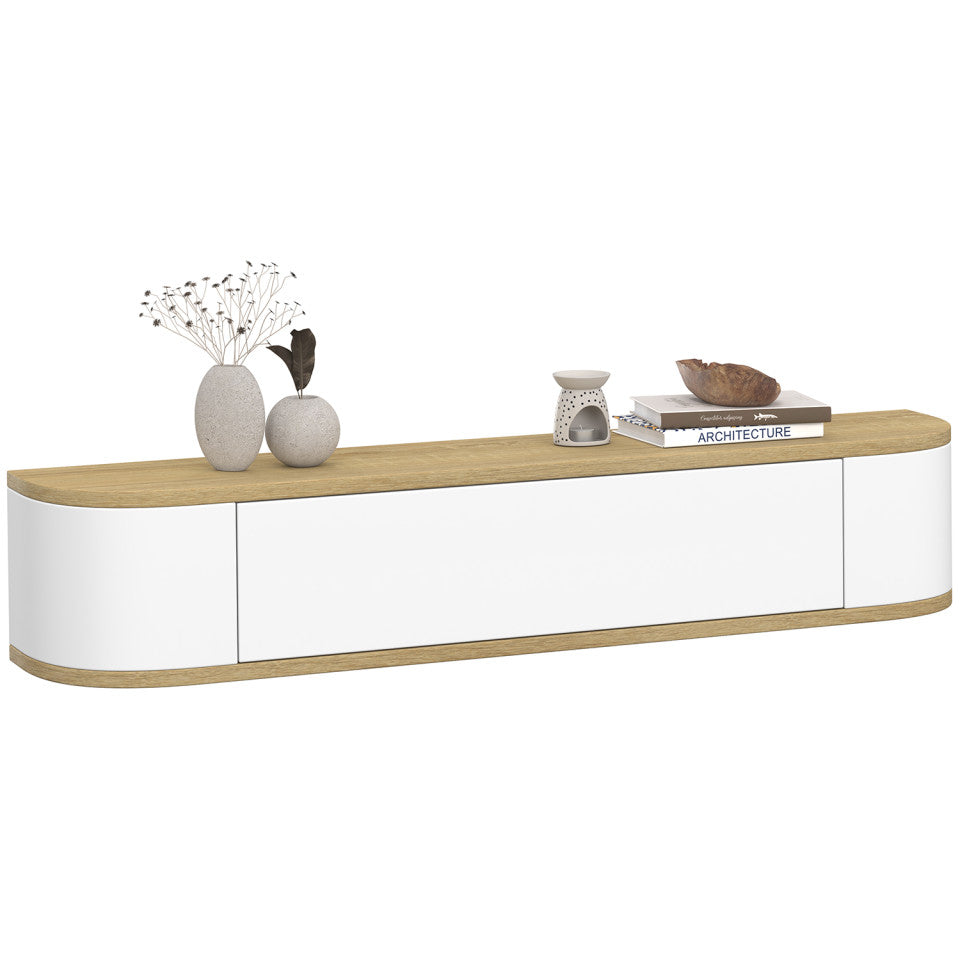 Console suspendue Elora 1 porte effet hêtre et blanc