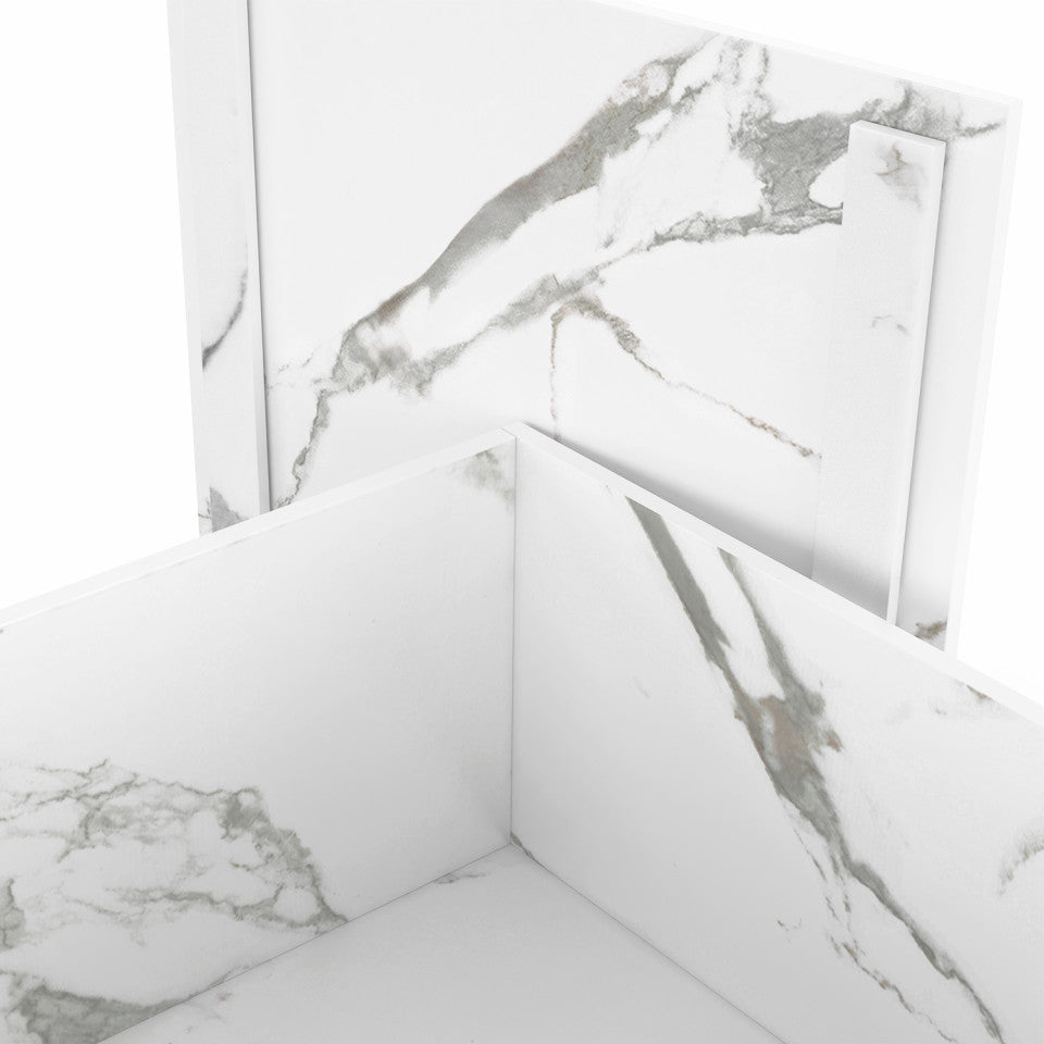 Table basse carrée effet marbre avec rangement 60cm