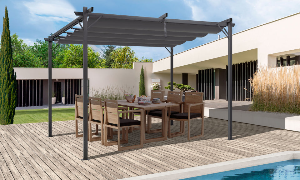 Pergola Marina 3x3m toit rétractable gris