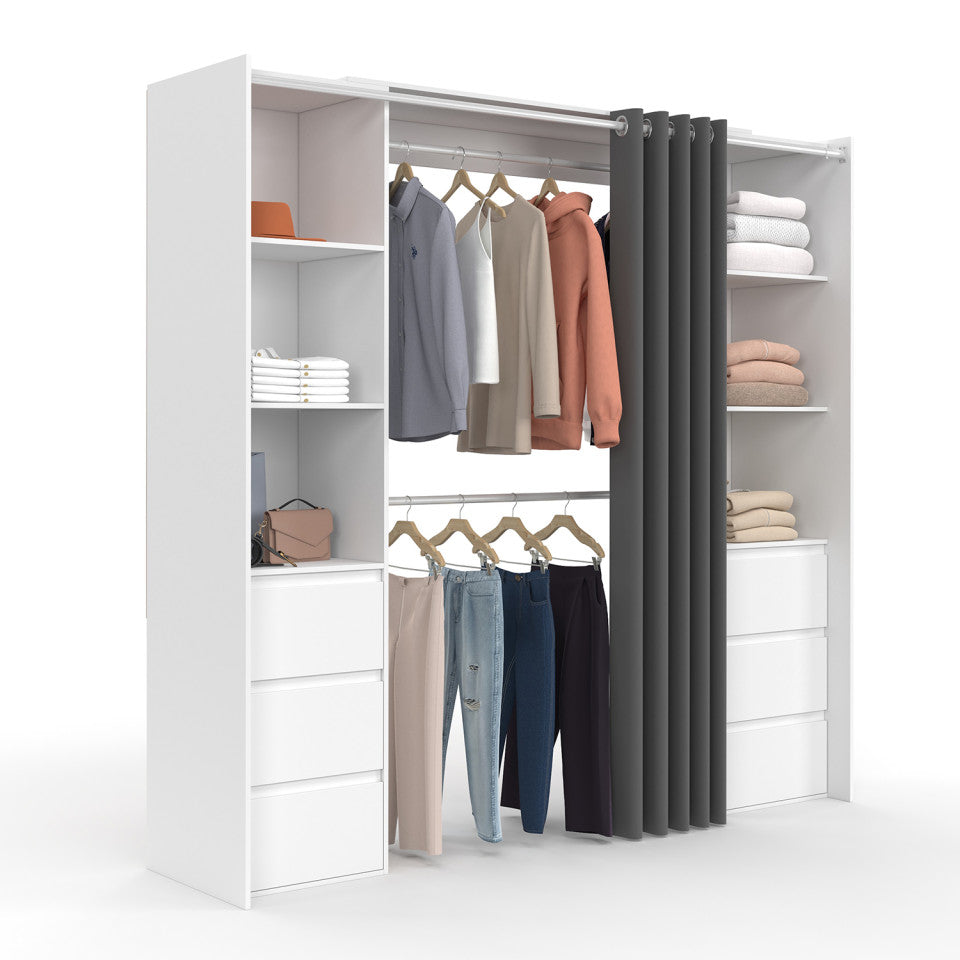 Dressing Justine extensible 120-180cm 6 tiroirs blanc