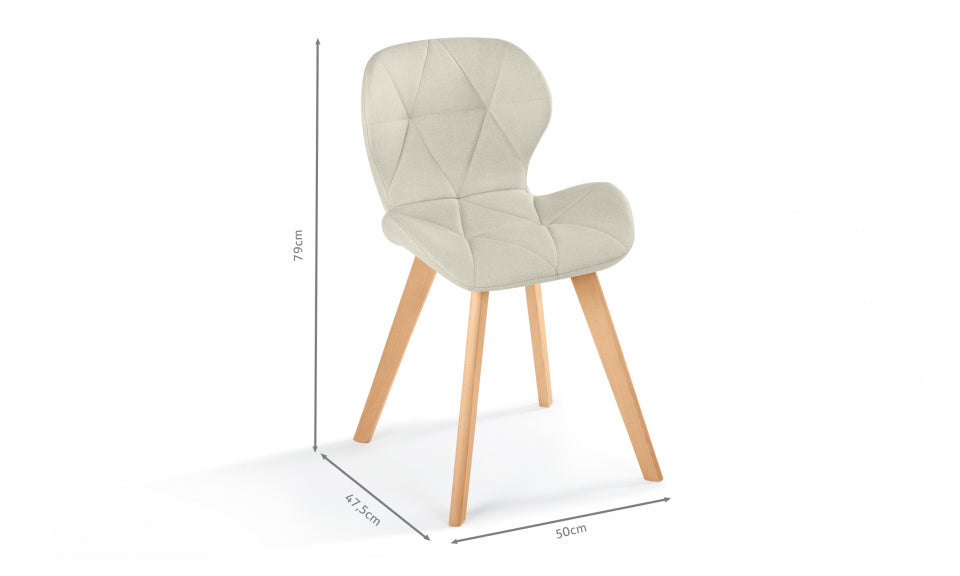 Chaises Gatsby en tissu beige et pieds bois - lot de 2