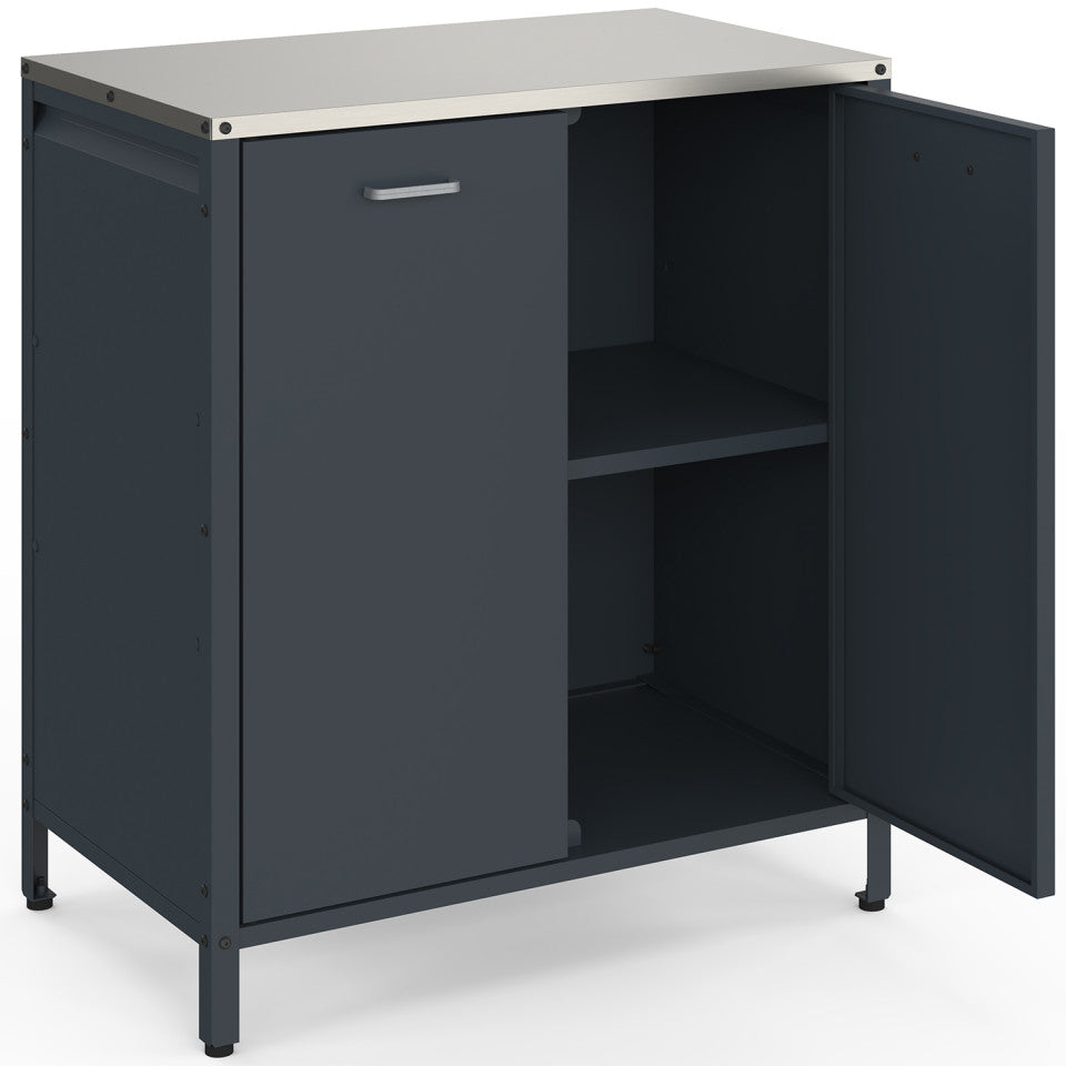 Meuble cuisine extérieure Alméria gris 2 portes + étagères