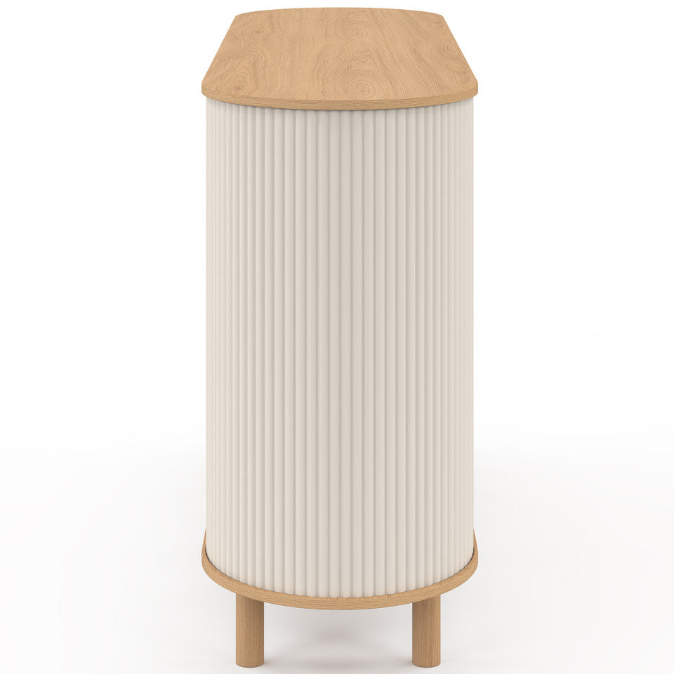 Buffet Kara 2 portes beige effet cannelé 140cm