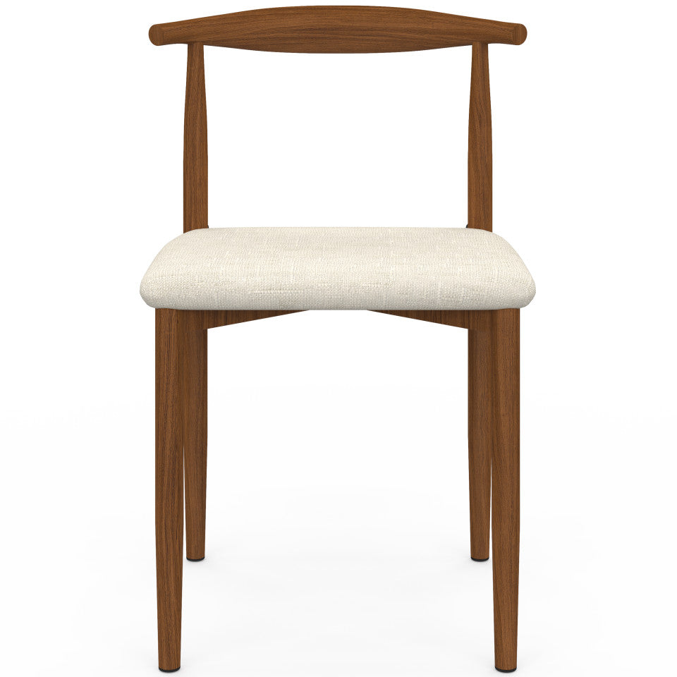 Chaises Adam tissu beige pieds effet bois noyer - lot de 6