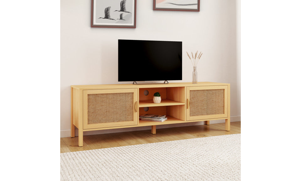 Meuble TV en cannage Eve 2 portes L160cm