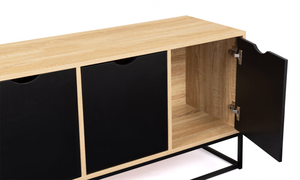 Buffet Manhattan 3 portes bois et noir L113cm