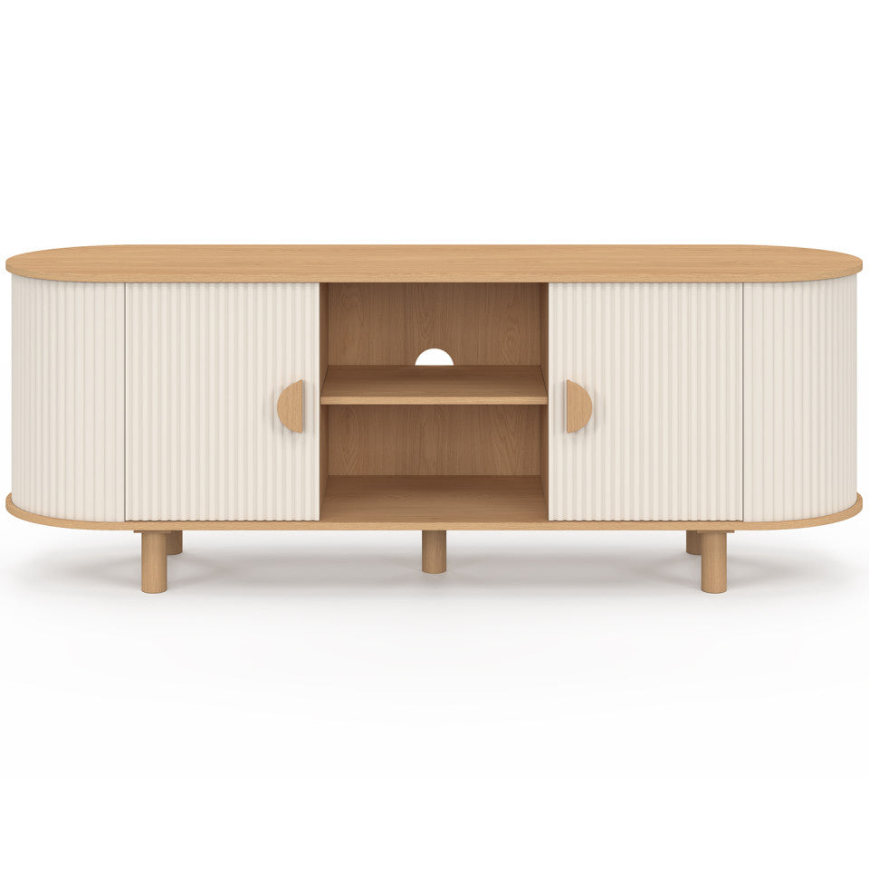 Meuble TV Kara beige effet cannelé 140cm