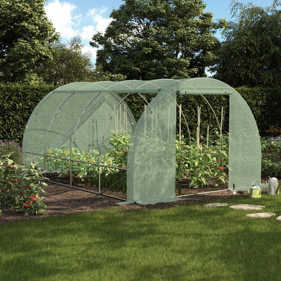 Serre tunnel de jardin 12m² verte bâche renforcée 130 gr/m² - gamme toutes saisons