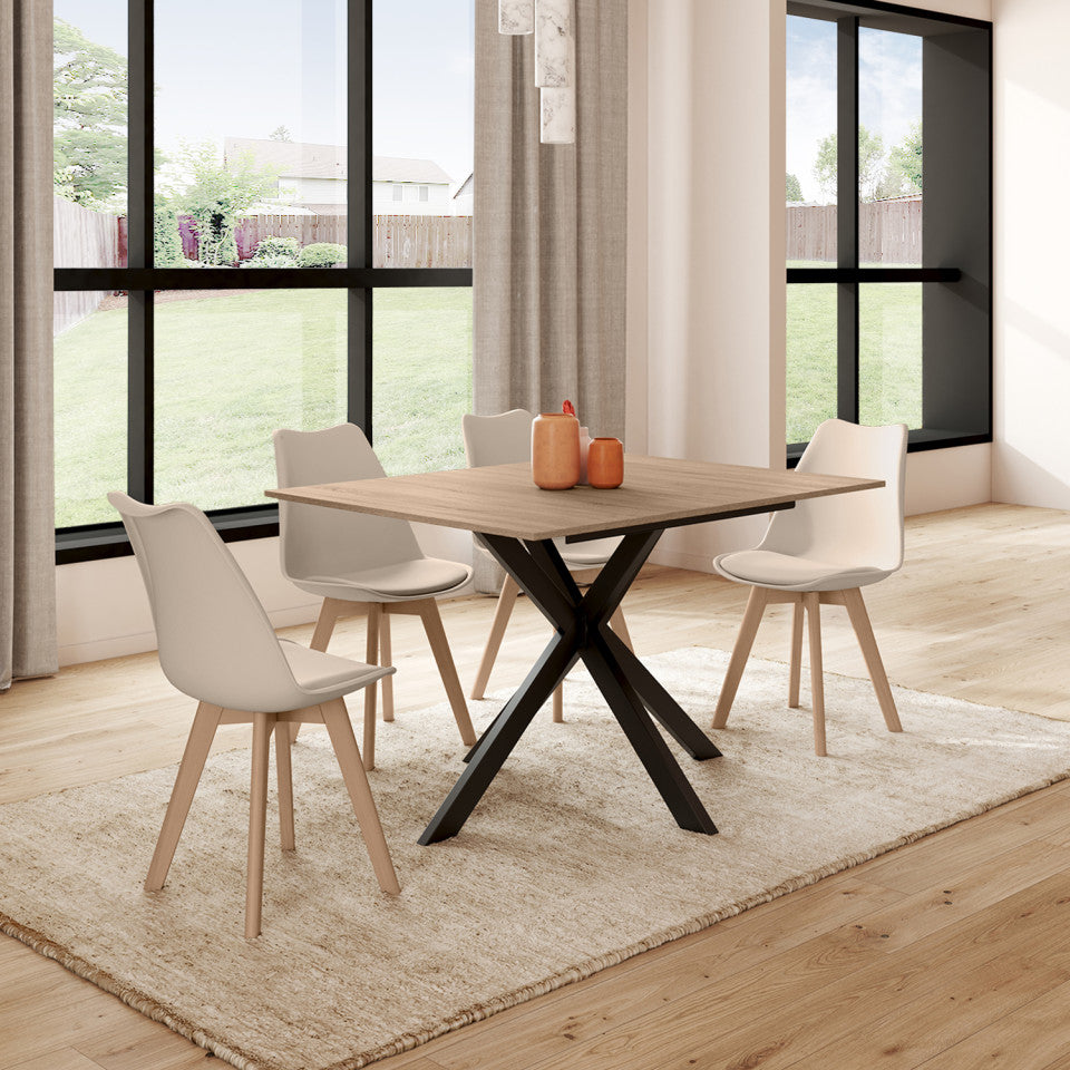 Table repas Spider plateau extensible 160-200cm et pieds croisés noirs