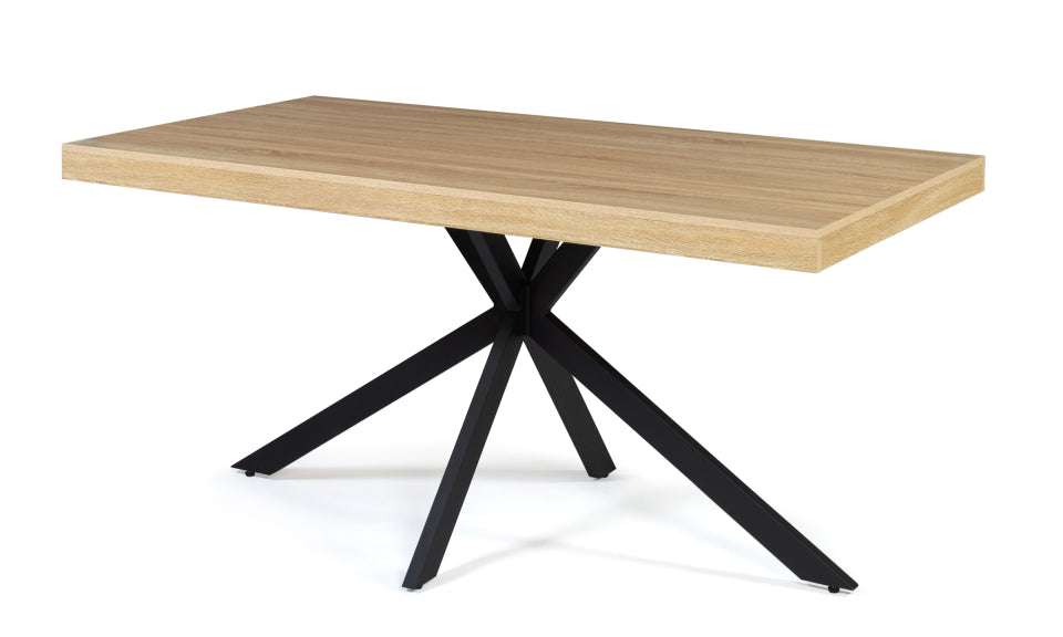 Table repas Brixton 160cm plateau bois et pieds croisés noirs