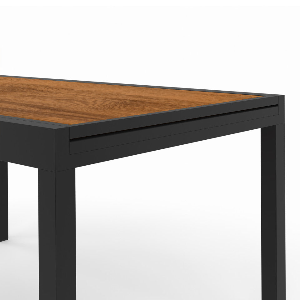 Ensemble repas extensible 12 places polywood noir et bois