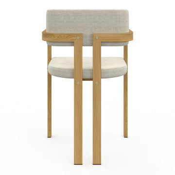 Chaises Elsa avec accoudoirs tissu beige pieds effet bois - lot de 2