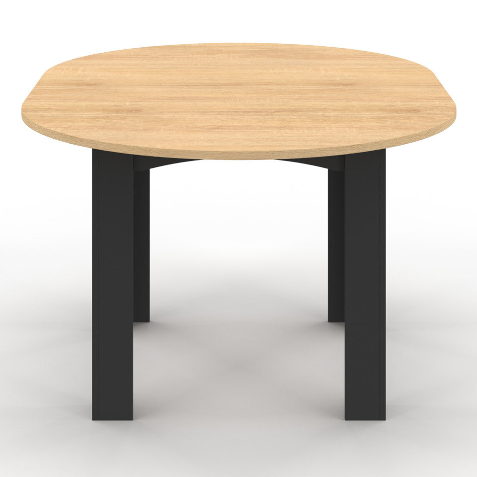 Table repas Dina plateau extensible 110-150cm rond et pieds noirs