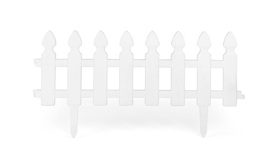 Bordurettes pour parterre en plastique blanc motifs "clôture" - Lot de 10