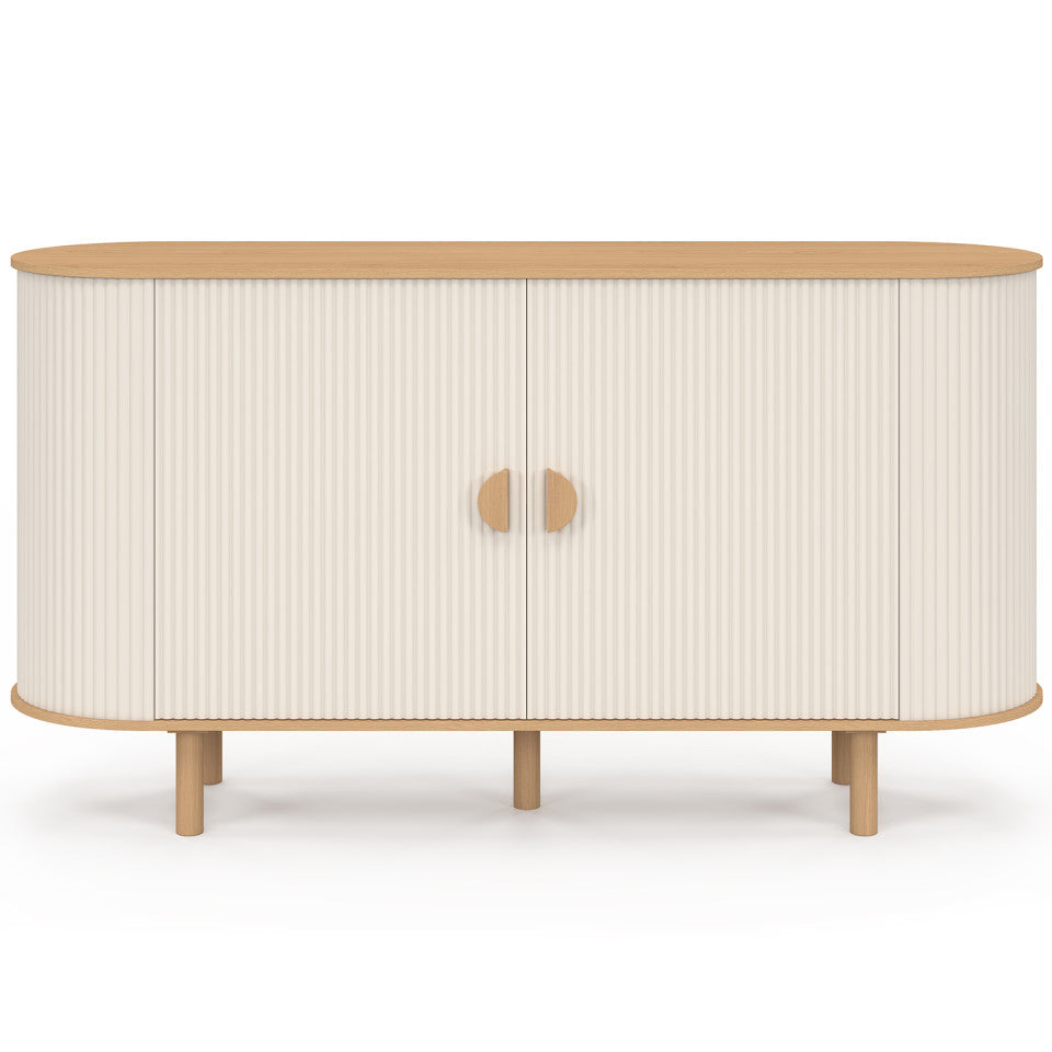Buffet Kara 2 portes beige effet cannelé 140cm