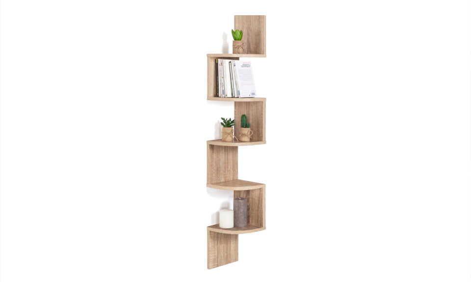 Etagère murale d'angle avec niches Hêtre  120cm