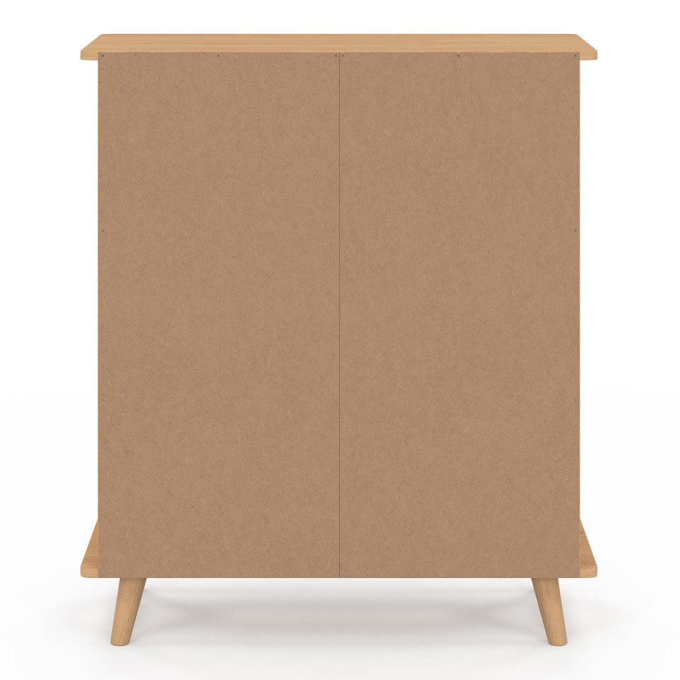 Buffet Faustine 3 étagères et 1 placard effet lattes H80cm