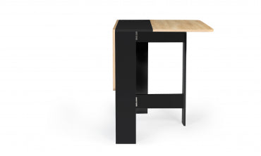 Table repas console pliable  plateau naturel et pieds noirs Edi