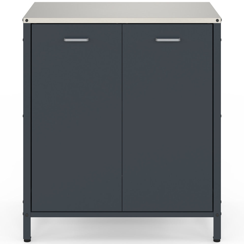 Meuble cuisine extérieure Alméria gris 2 portes + étagères