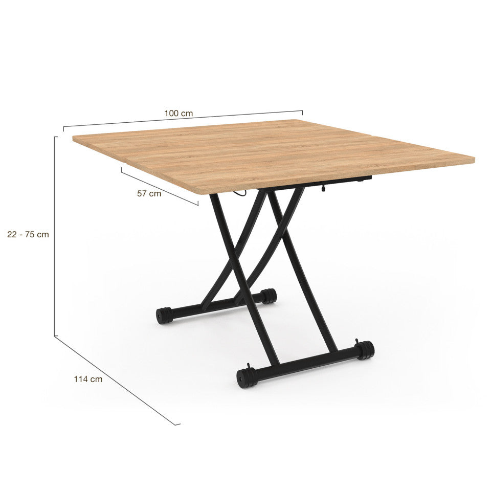 Table basse dinatoire Tribeca hauteur ajustable effet bois