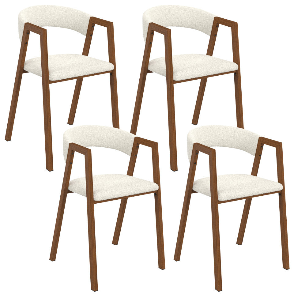Chaises Enola avec accoudoirs bouclette pieds effet noyer- lot de 4