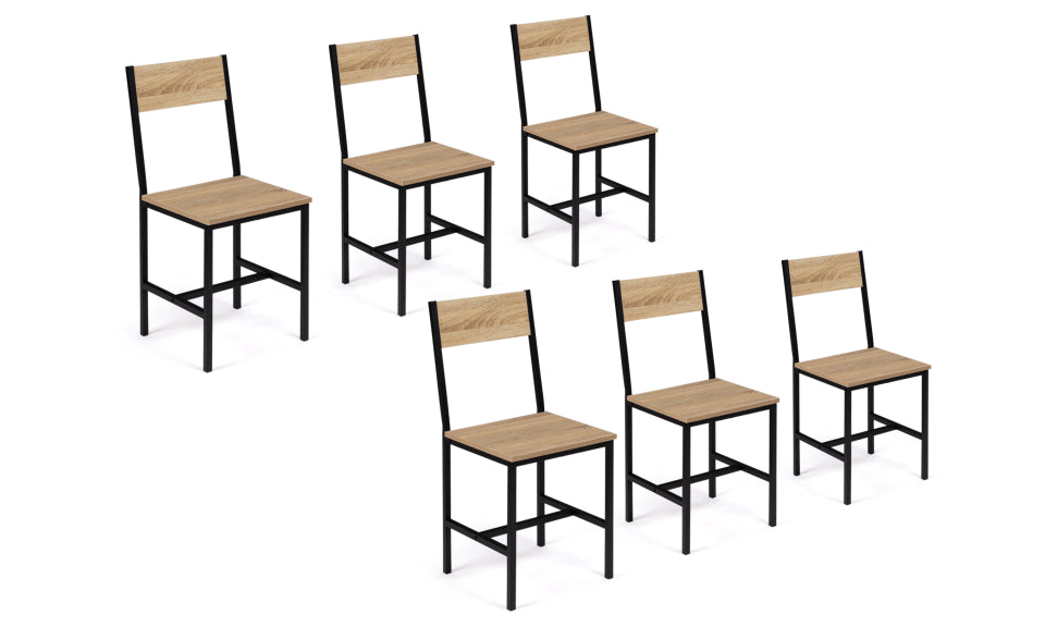 Chaises Memphis bois et métal - lot de 6