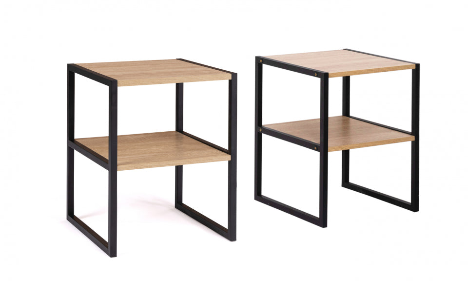 Tables de chevets Memphis sur pieds avec étagère - lot de 2