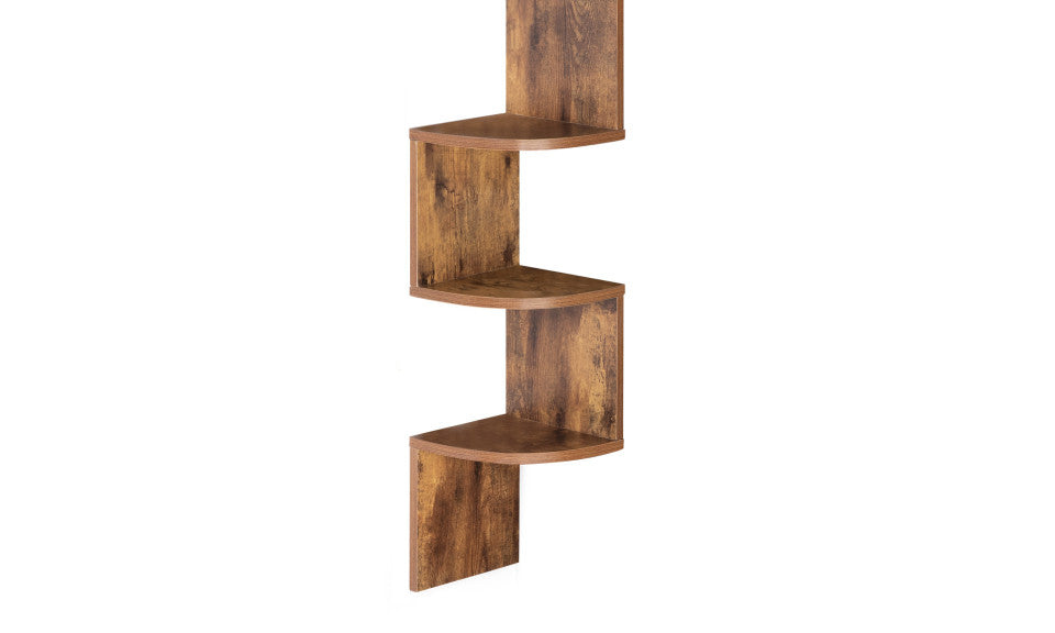 Etagère murale d'angle effet bois vieilli 120cm