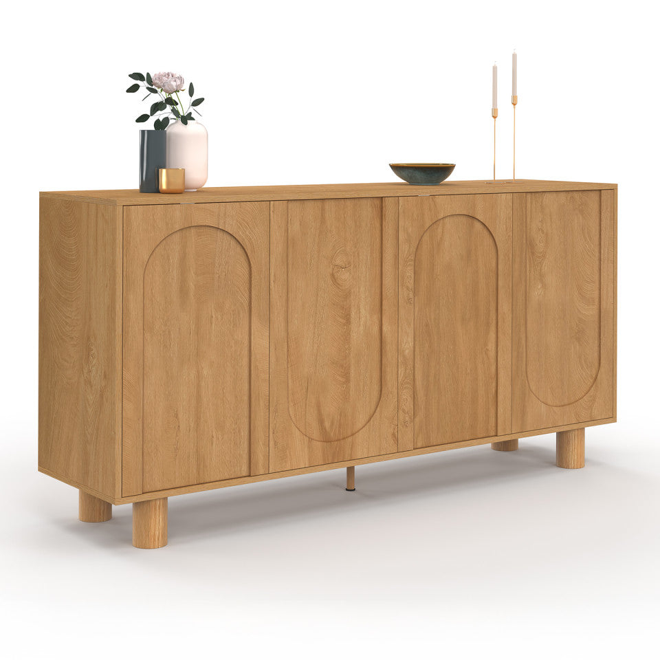 Buffet Arlo 4 portes effet chêne 160cm