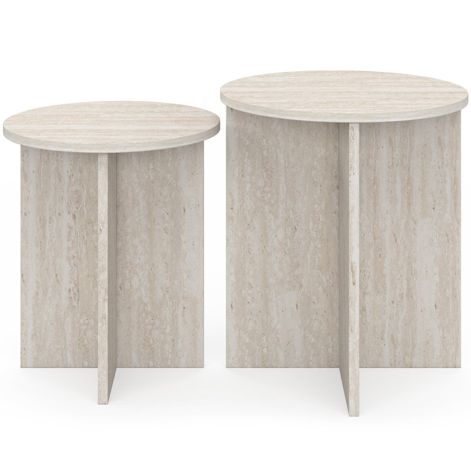 Tables d'appoint Gabin effet travertin - lot de 2