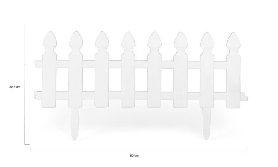 Bordurettes pour parterre en plastique blanc motifs "clôture" - Lot de 10