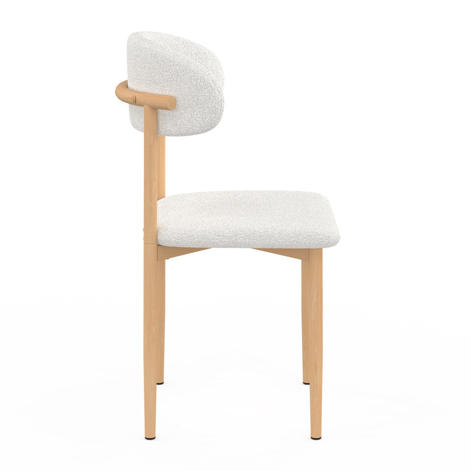 Chaises Callisto bouclette et pieds effet hêtre - lot de 6